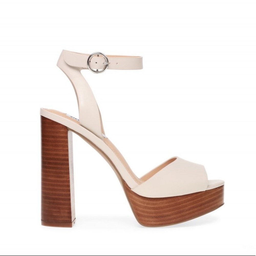 Steve Madden Madeline Bone Leather Platform Heels